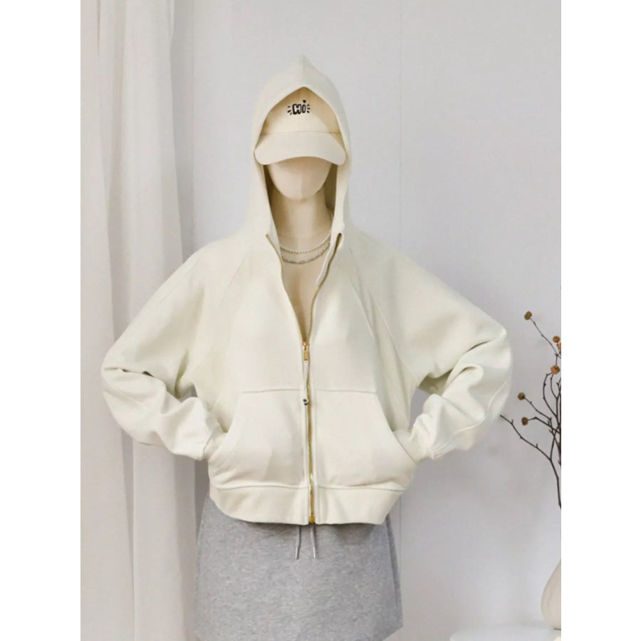Zip Up Raglan Sleeve Hoodie Apparel and Accessories