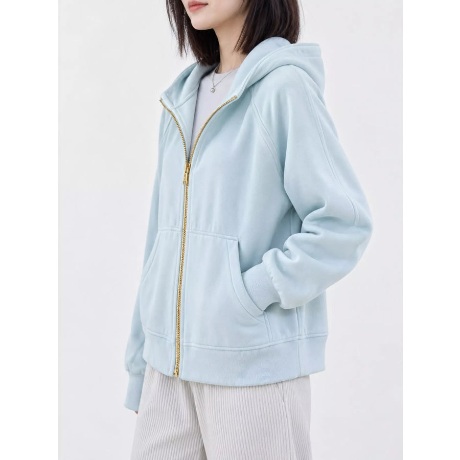 Zip Up Raglan Sleeve Hoodie Apparel and Accessories