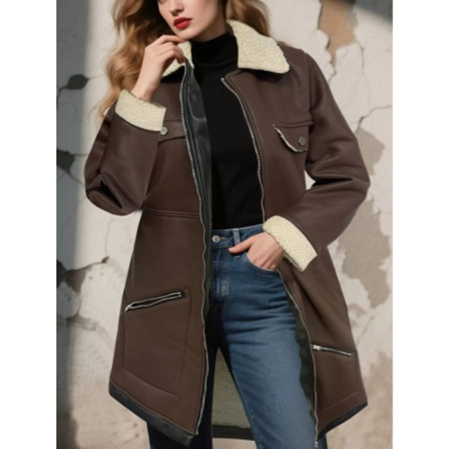 Zip Up Sherpa Leather Outerwear Apparel and Accessories