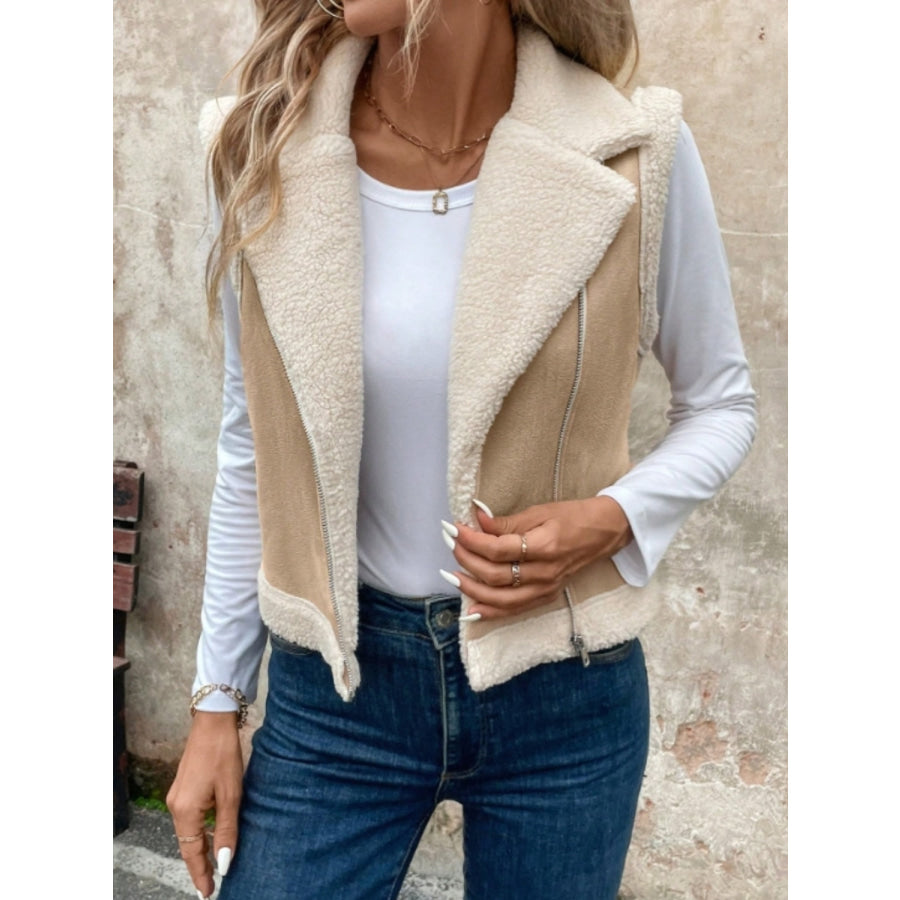 Zip Up Sherpa Vest Coat Apparel and Accessories