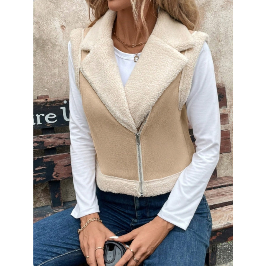 Zip Up Sherpa Vest Coat Apparel and Accessories