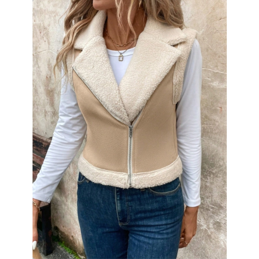 Zip Up Sherpa Vest Coat Apparel and Accessories