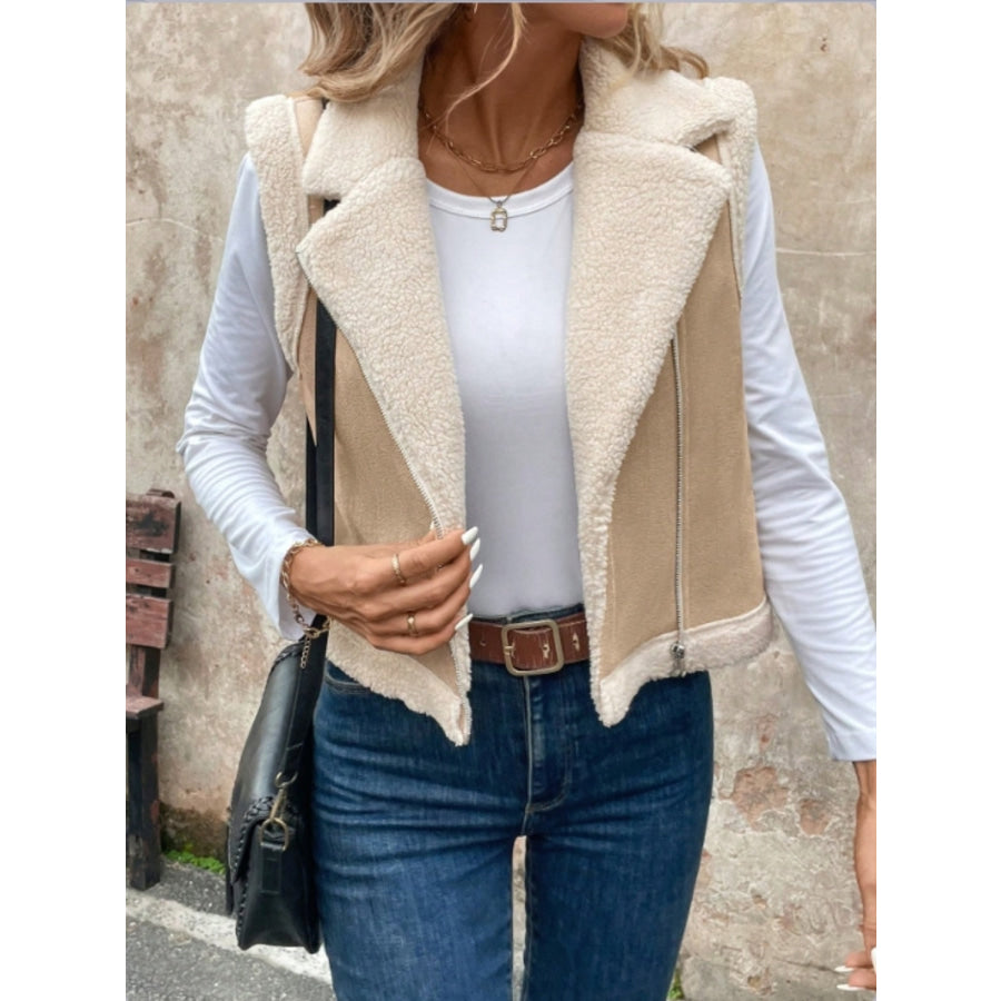 Zip Up Sherpa Vest Coat Apparel and Accessories