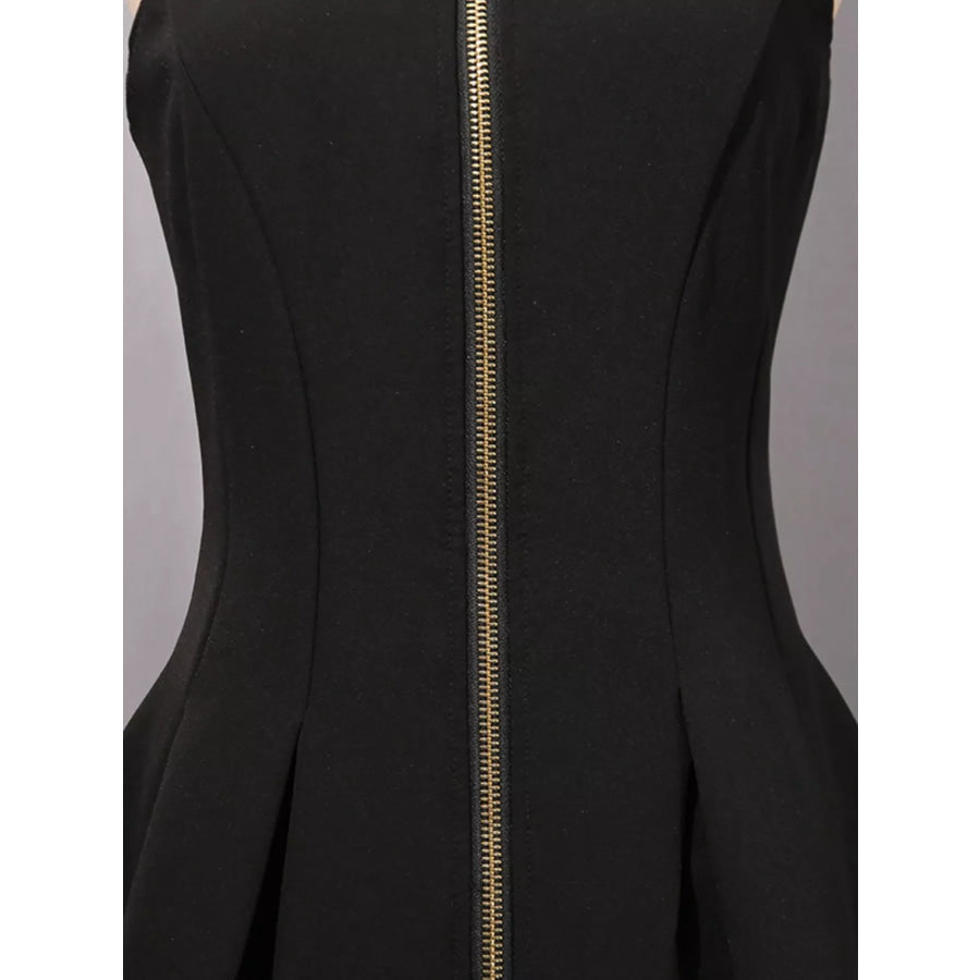 Zip Up Sleeveless Mini Dress Apparel and Accessories