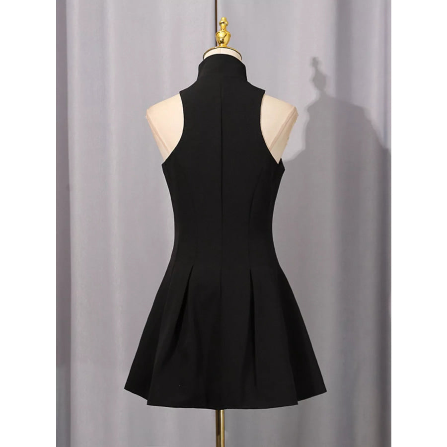 Zip Up Sleeveless Mini Dress Apparel and Accessories