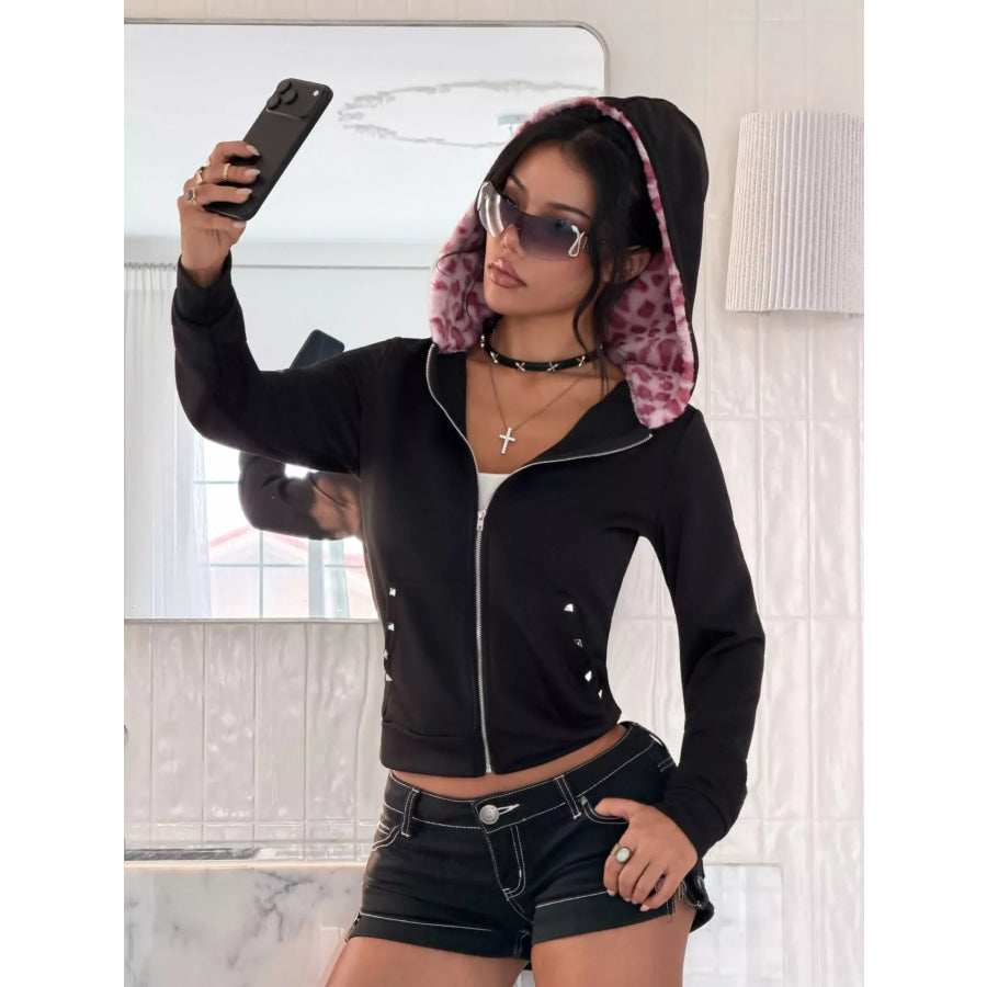 Zip-Up Slim Fit Hoodie Black / S Apparel and Accessories