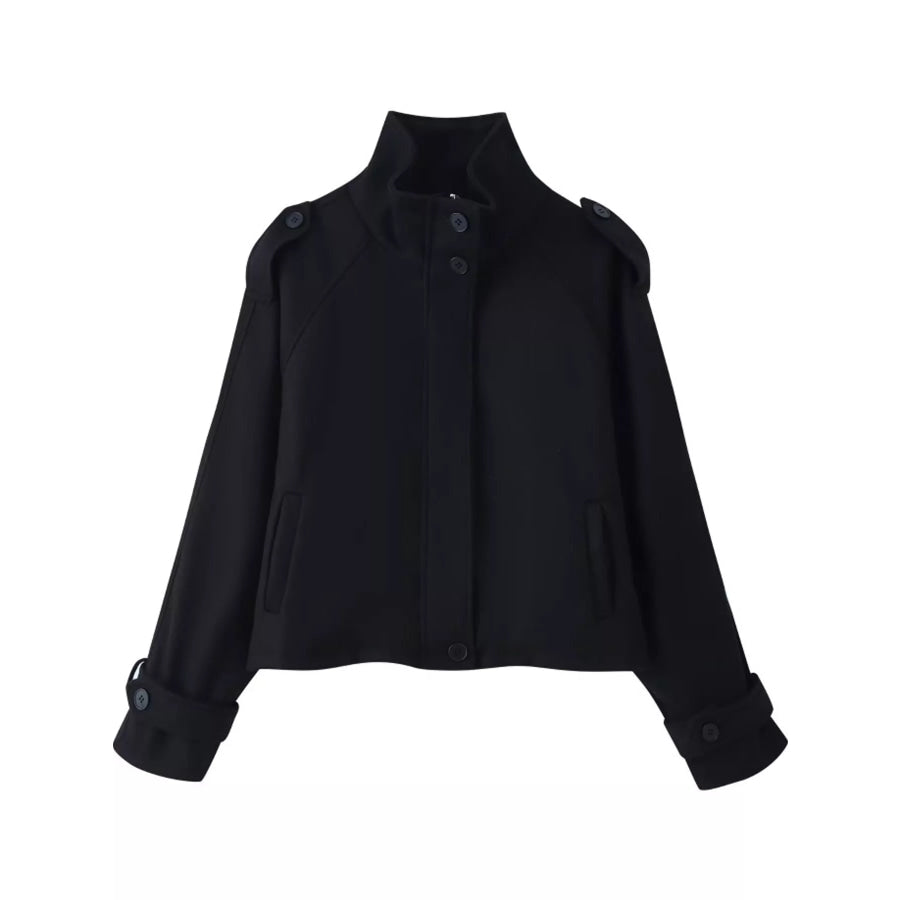 Zip Up Stand-Collar Jacket Black / S Apparel and Accessories