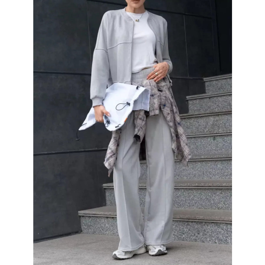 Zip Up Sweatshirt and Wide-Leg Pants Set Apparel and Accessories
