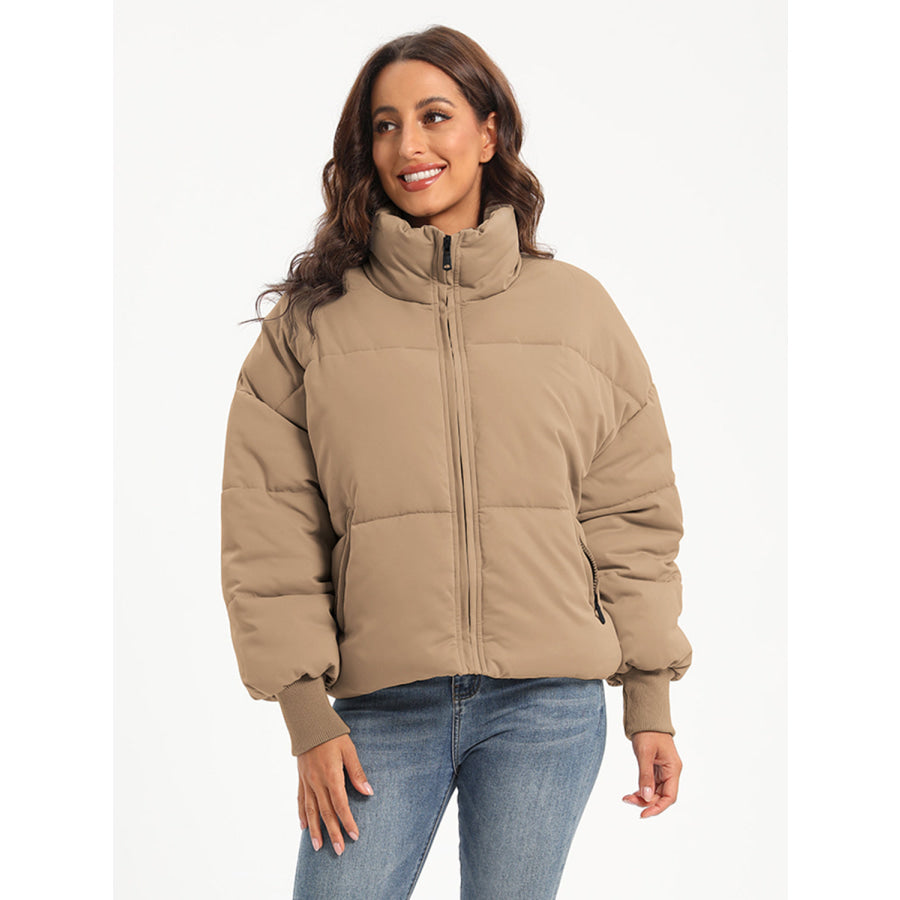 Zip Up Turtleneck Long Sleeve Winter Coat Apparel and Accessories