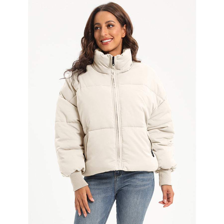 Zip Up Turtleneck Long Sleeve Winter Coat Apparel and Accessories