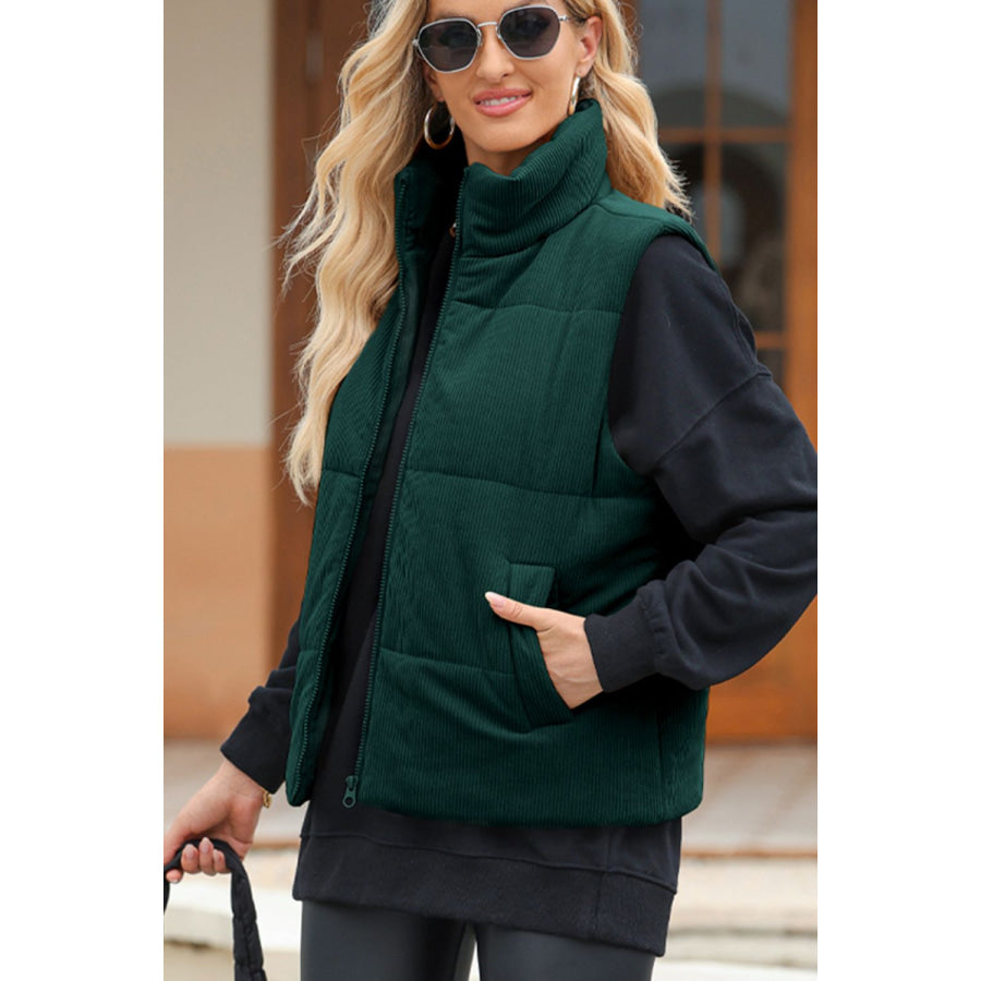 Zip Up Turtleneck Vest Coat Apparel and Accessories