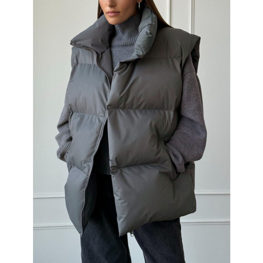 Zip Up Turtleneck Vest Coat Apparel and Accessories