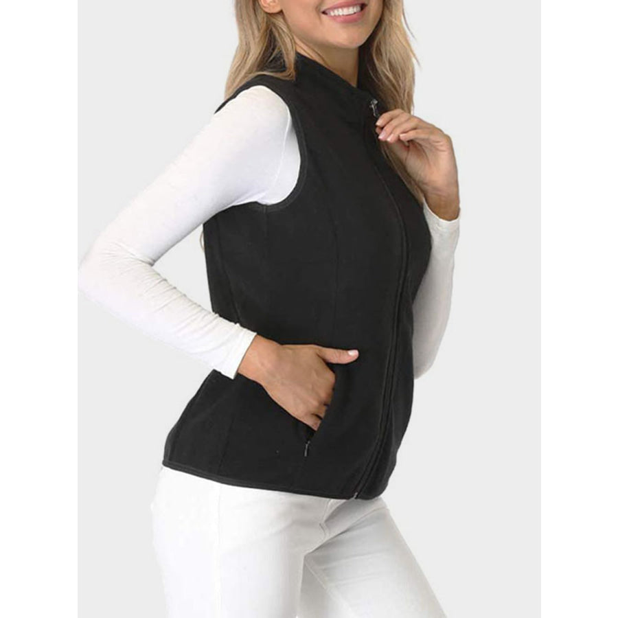 Zip Up Turtleneck Vest with Pockets Apparel and Accessories