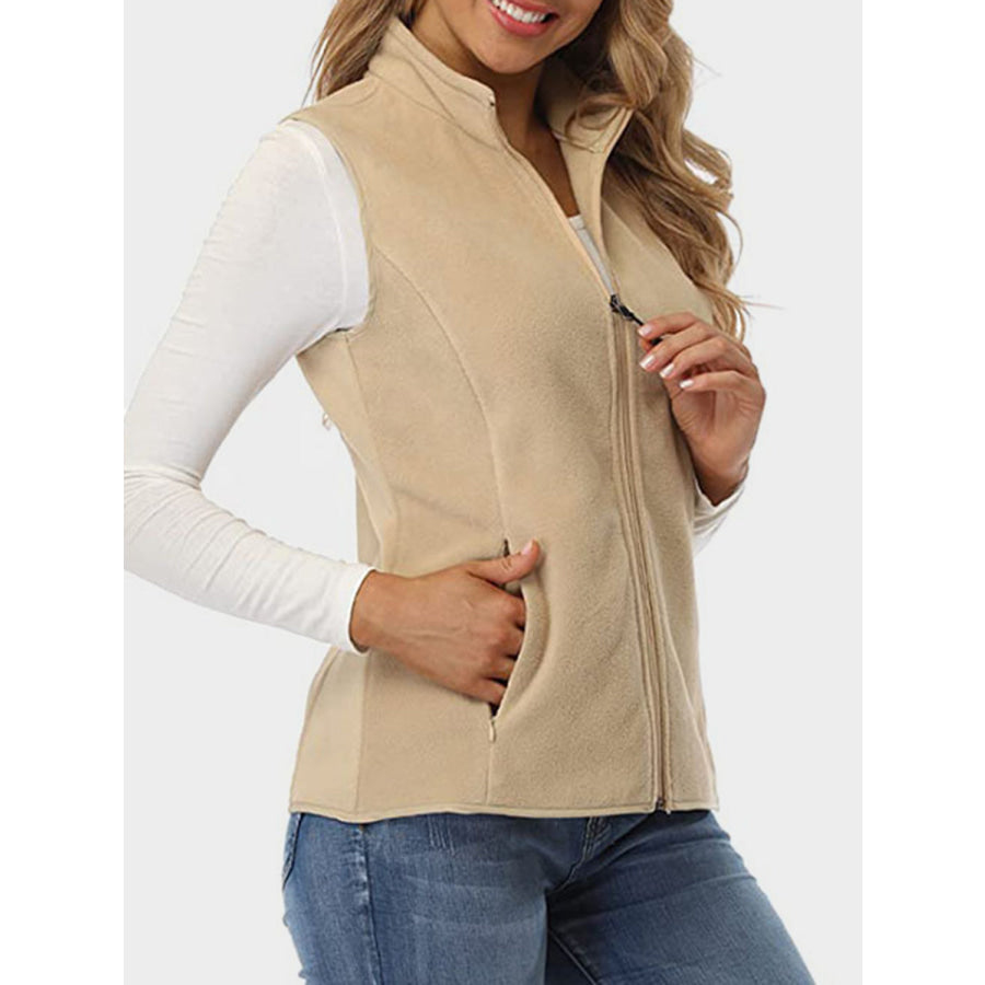 Zip Up Turtleneck Vest with Pockets Apparel and Accessories