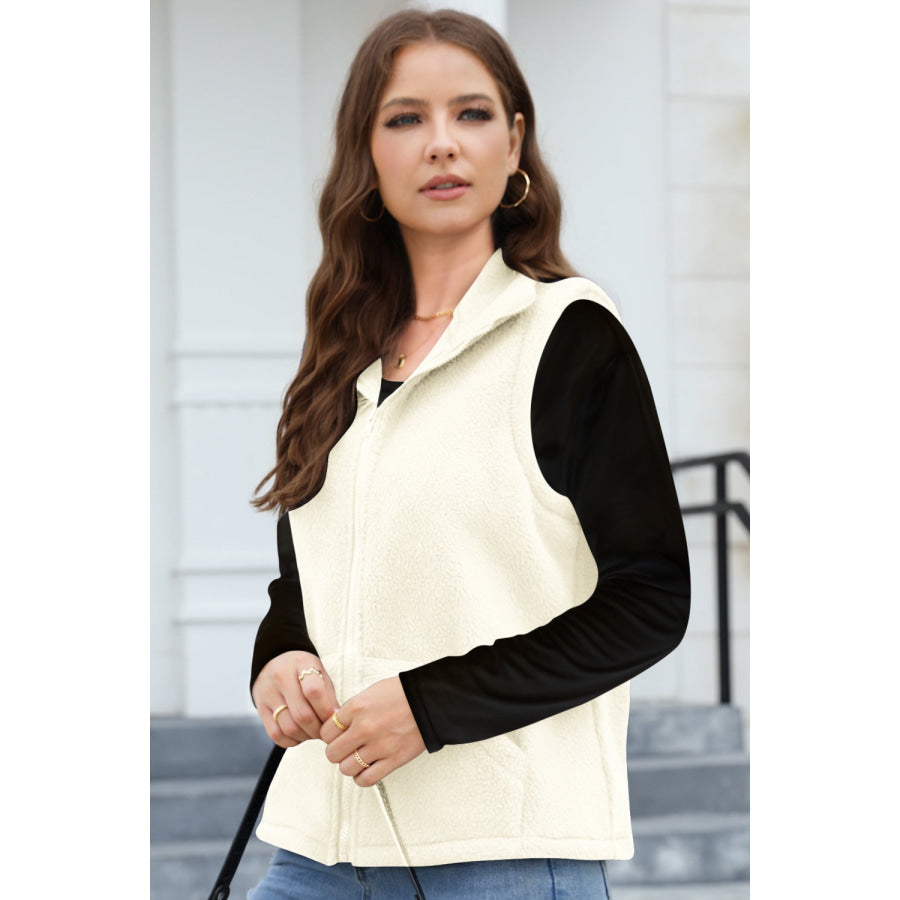 Zip Up Vest Coat with Pockets Apparel and Accessories