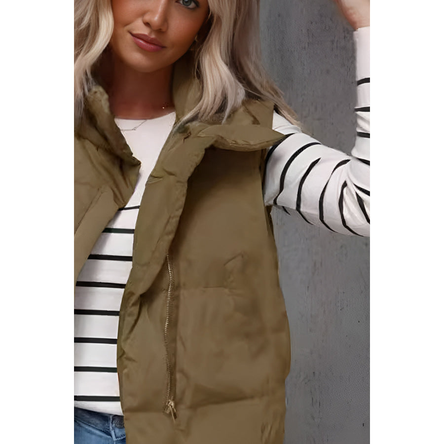 Zip Up Vest Coat with Pockets Apparel and Accessories