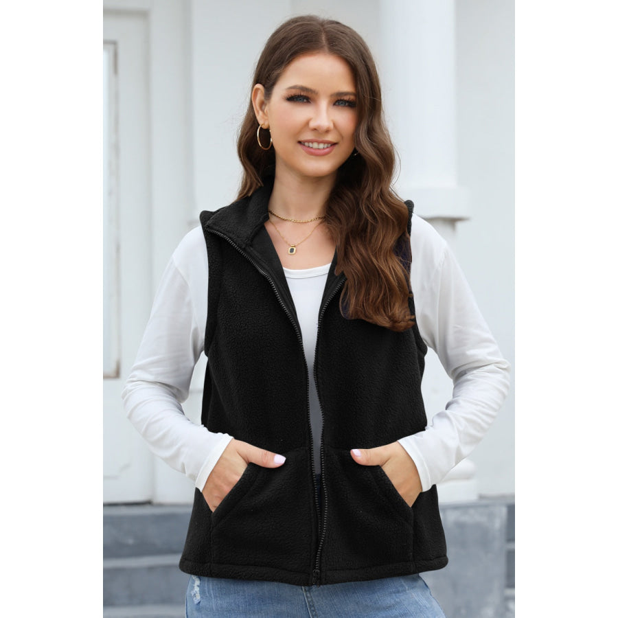 Zip Up Vest Coat with Pockets Apparel and Accessories