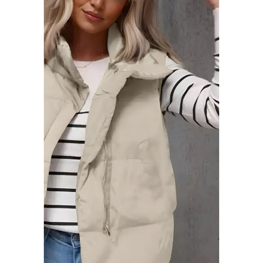 Zip Up Vest Coat with Pockets Apparel and Accessories