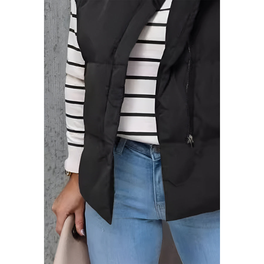 Zip Up Vest Coat with Pockets Apparel and Accessories