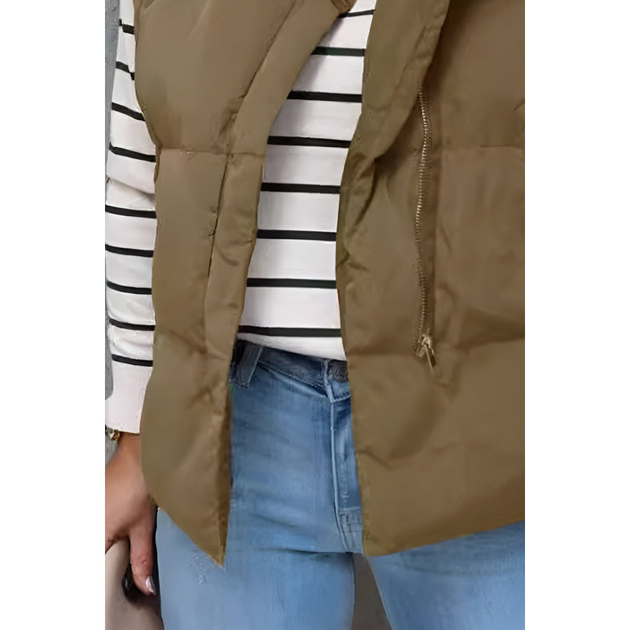 Zip Up Vest Coat with Pockets Apparel and Accessories