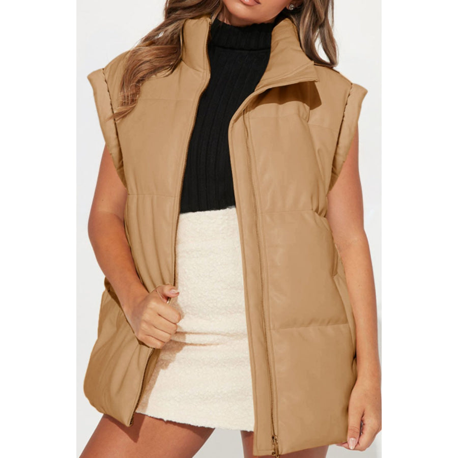 Zip Up Vest Coat with Pockets Apparel and Accessories