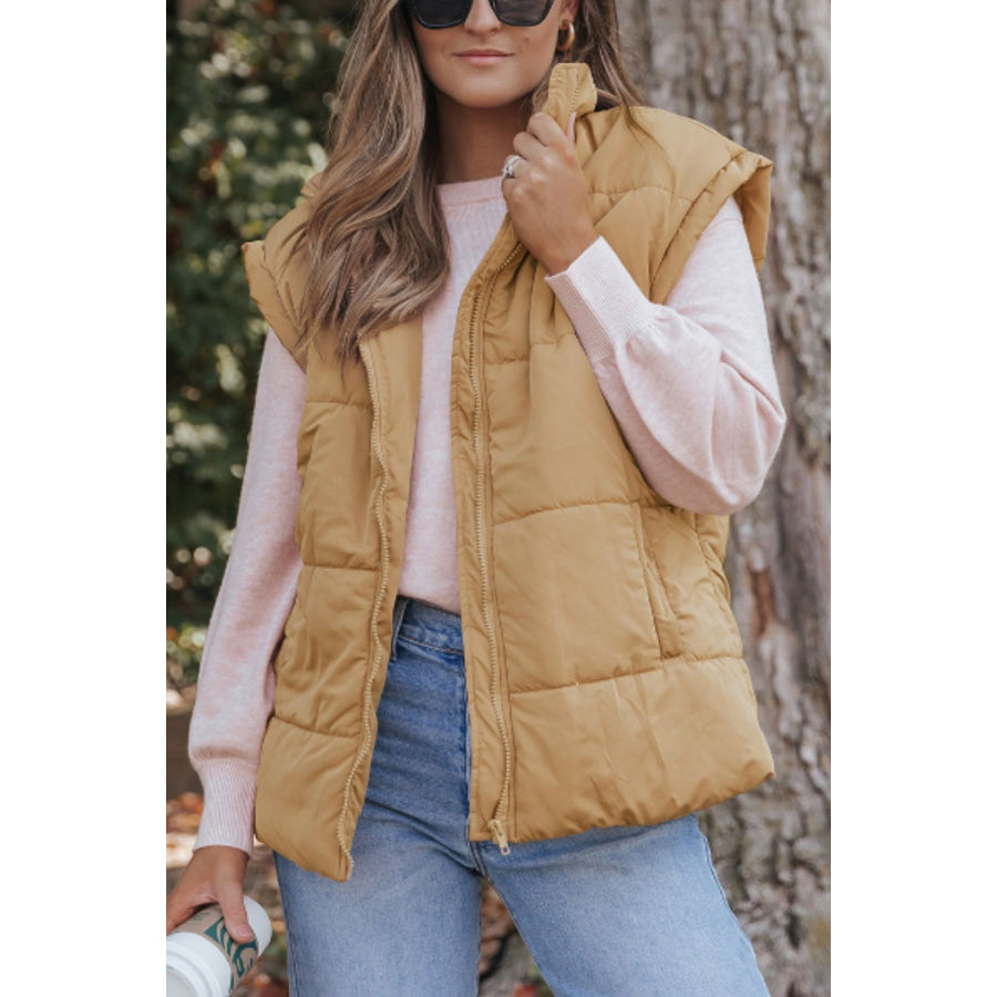 Zip Up Vest Coat with Pockets Apparel and Accessories