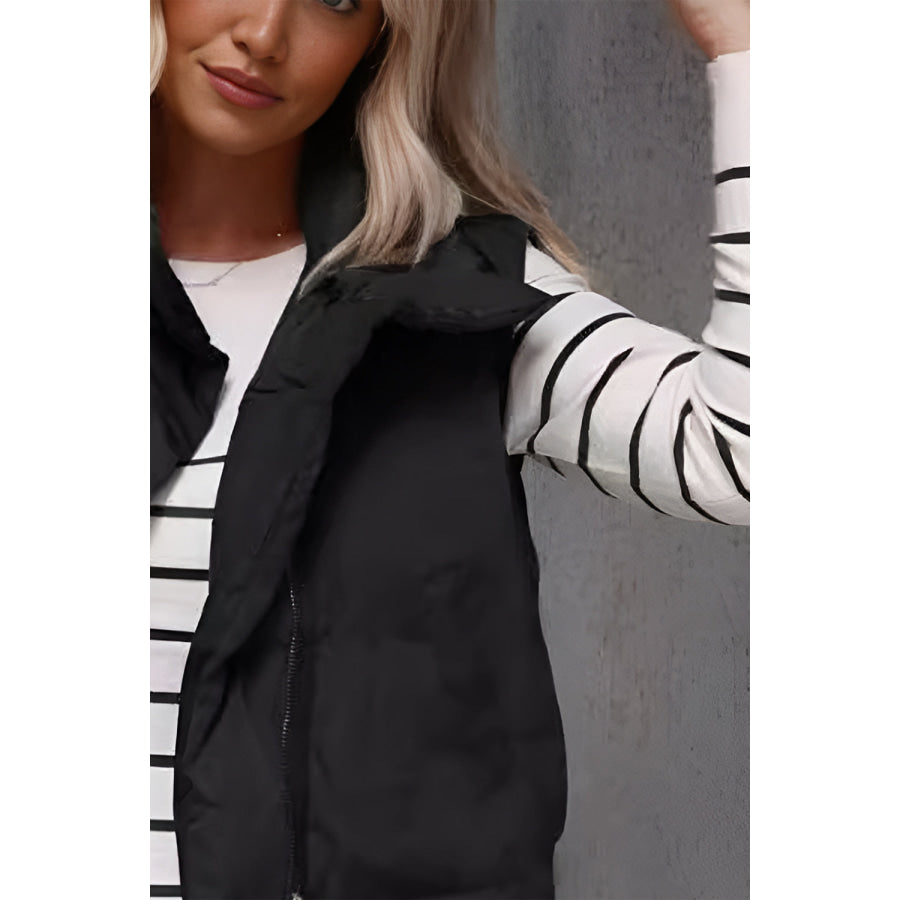 Zip Up Vest Coat with Pockets Apparel and Accessories