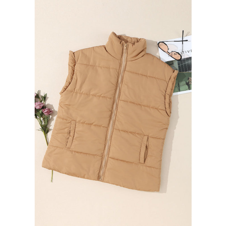 Zip Up Vest Coat with Pockets Apparel and Accessories