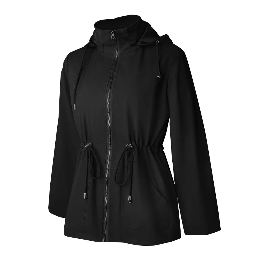Zip Up Waterproof Hooded Outerwear Black / S Apparel and Accessories