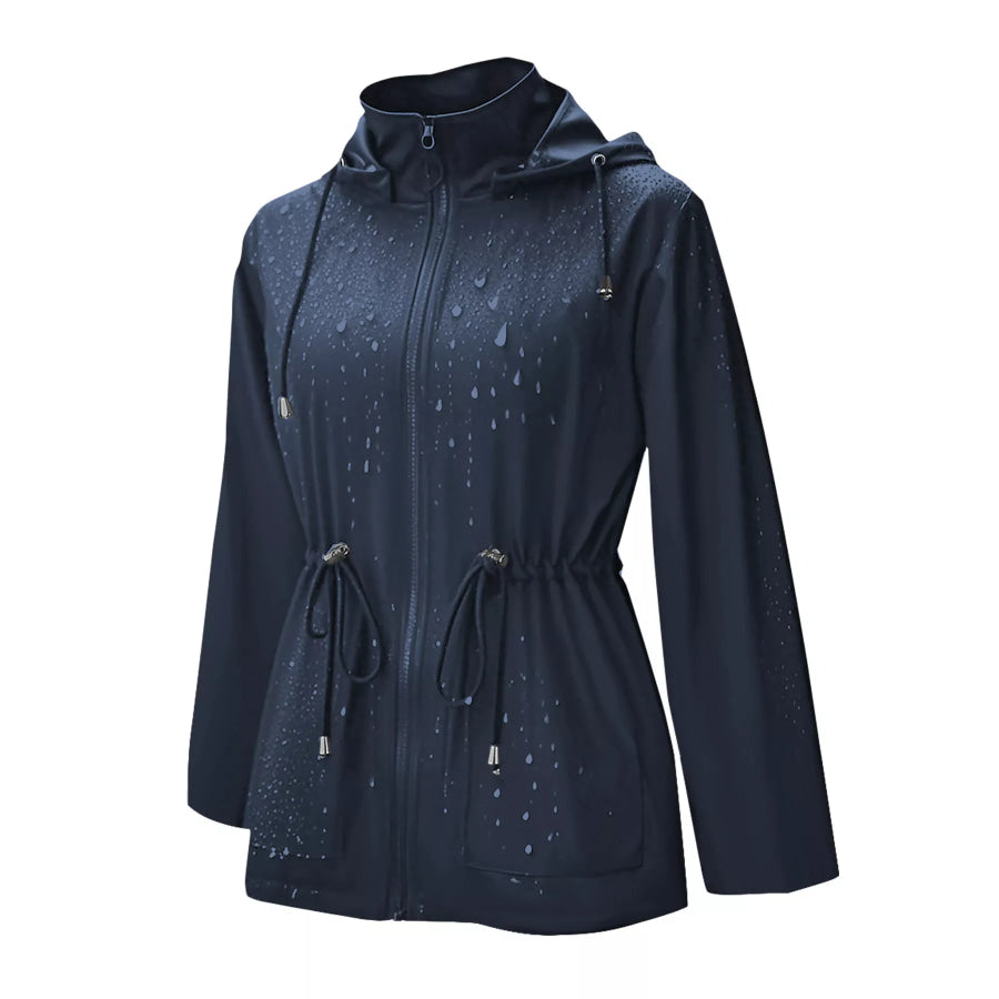 Zip Up Waterproof Hooded Outerwear Dark Blue / S Apparel and Accessories