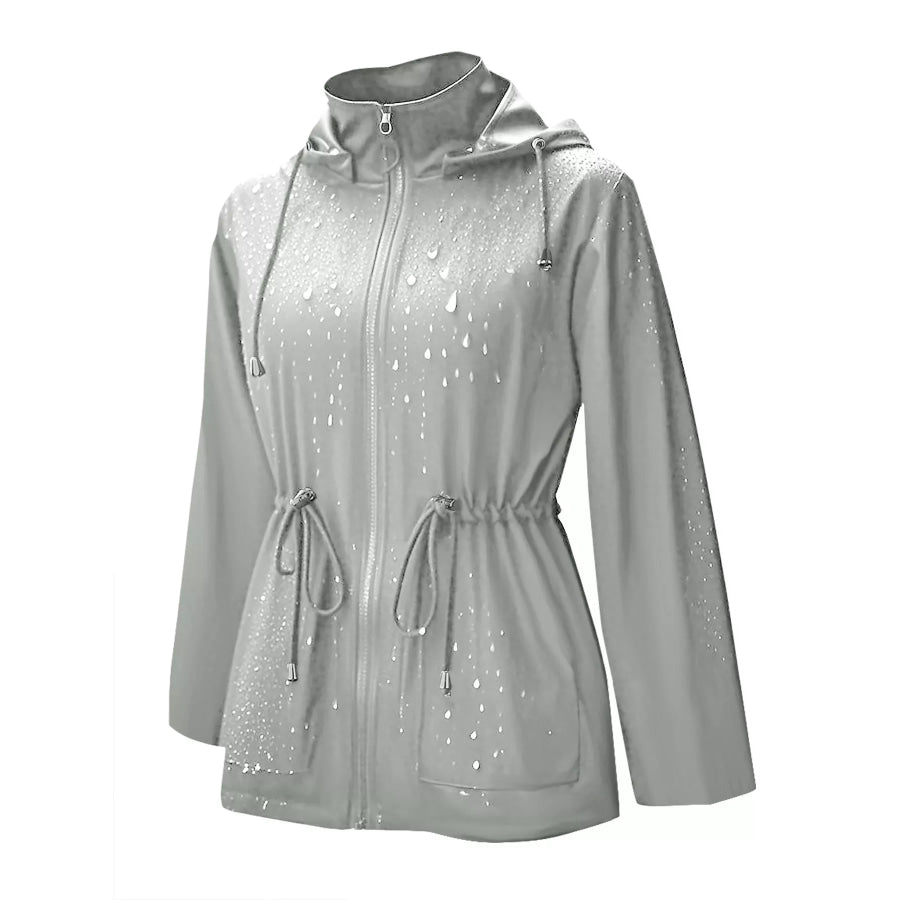 Zip Up Waterproof Hooded Outerwear Light Gray / S Apparel and Accessories