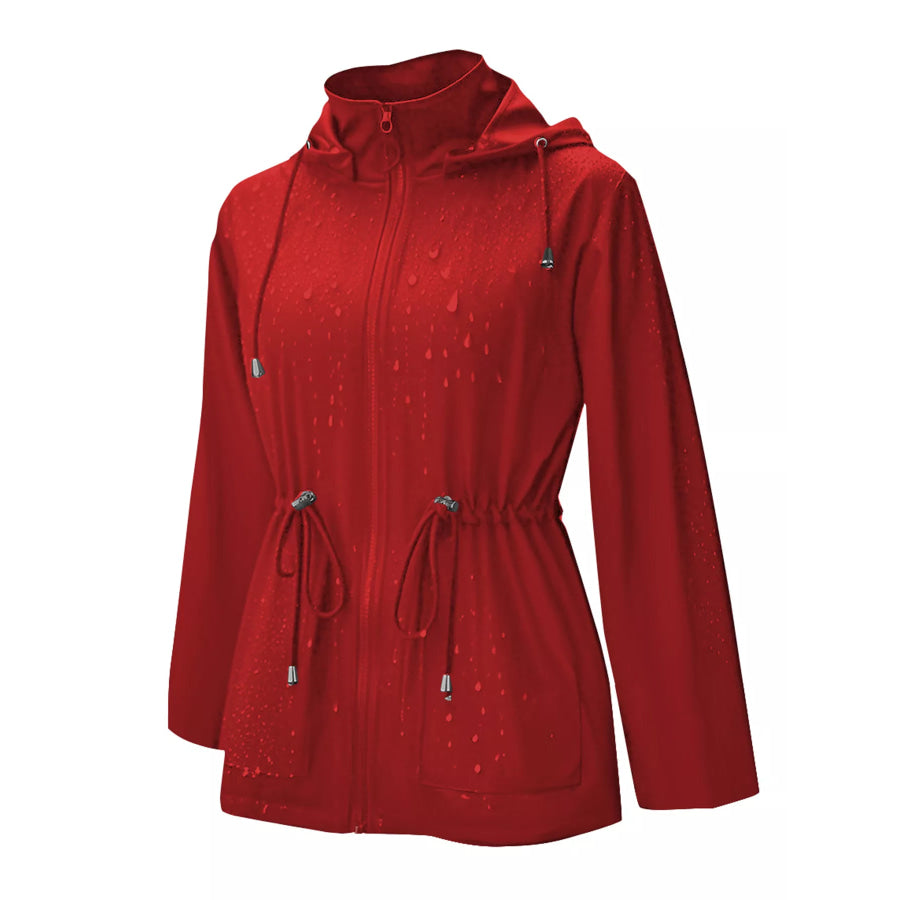 Zip Up Waterproof Hooded Outerwear Red / S Apparel and Accessories