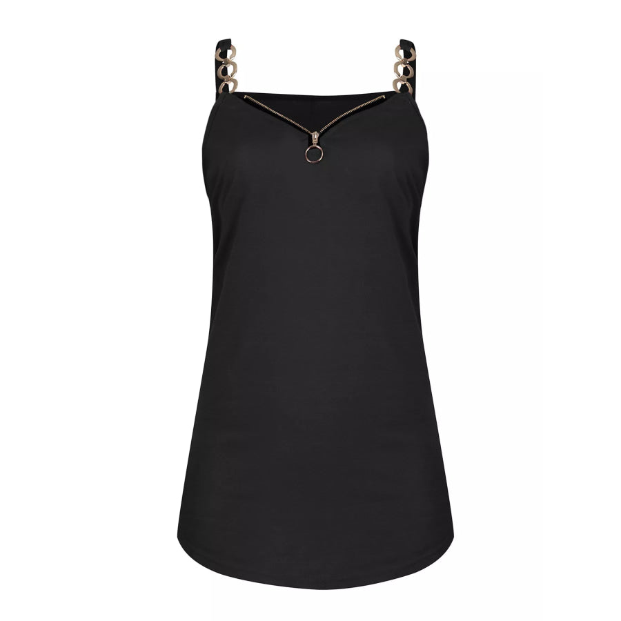 Zipper Detail Chain Strap Cami Apparel and Accessories