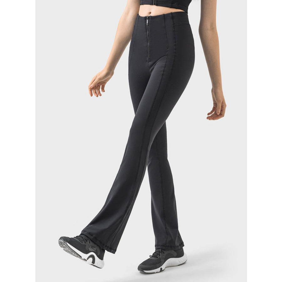 Zipper Detail High Waist Active Pants Apparel and Accessories