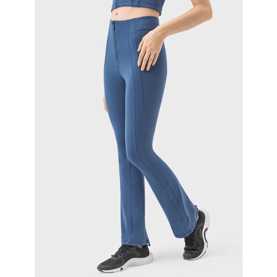 Zipper Detail High Waist Active Pants Apparel and Accessories