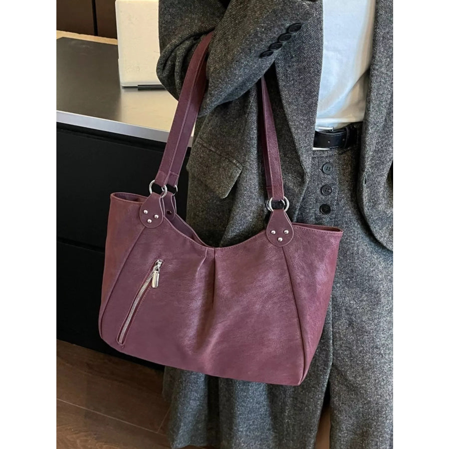 Zipper Detail Shoulder Bag Wine Red / onesize Apparel and Accessories