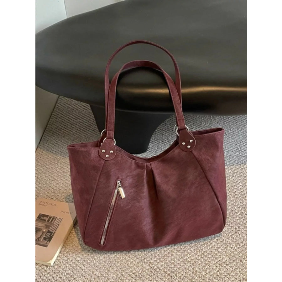 Zipper Detail Shoulder Bag Wine Red / onesize Apparel and Accessories