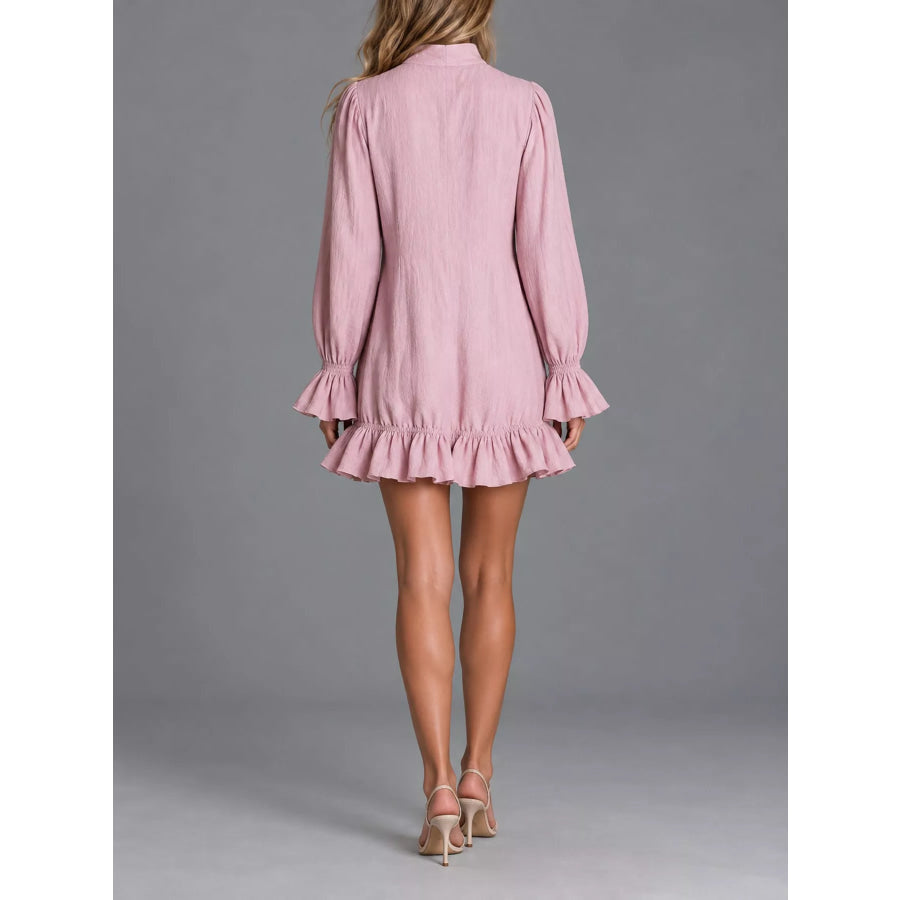 Zipper-Front Ruffle Hem Mini Dress Apparel and Accessories