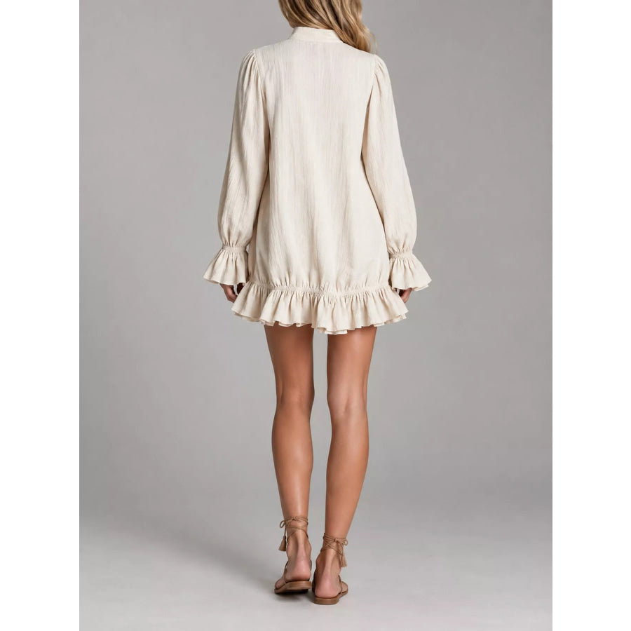 Zipper-Front Ruffle Hem Mini Dress Apparel and Accessories