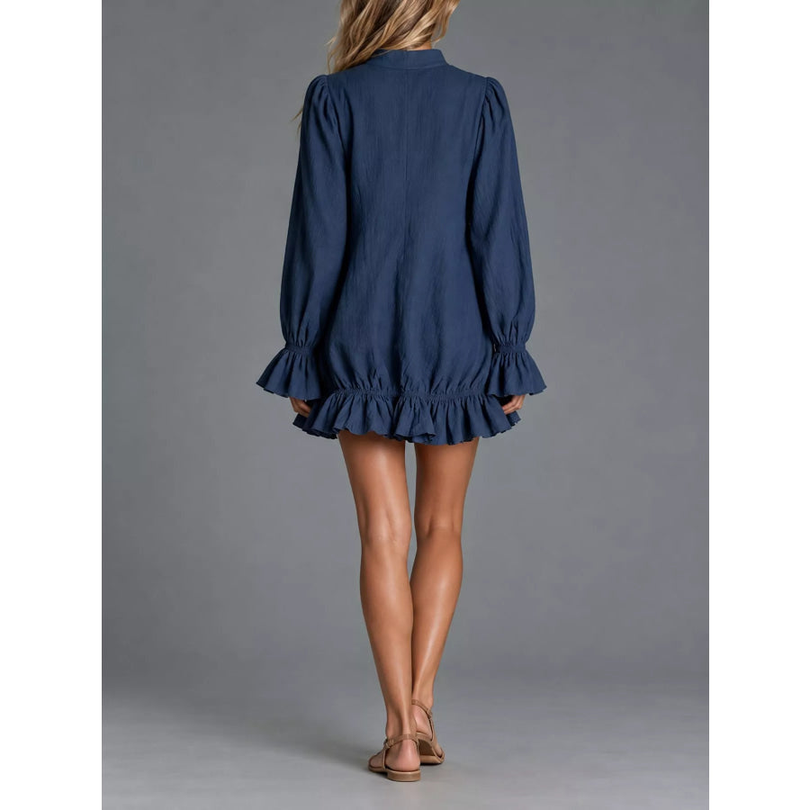Zipper-Front Ruffle Hem Mini Dress Apparel and Accessories