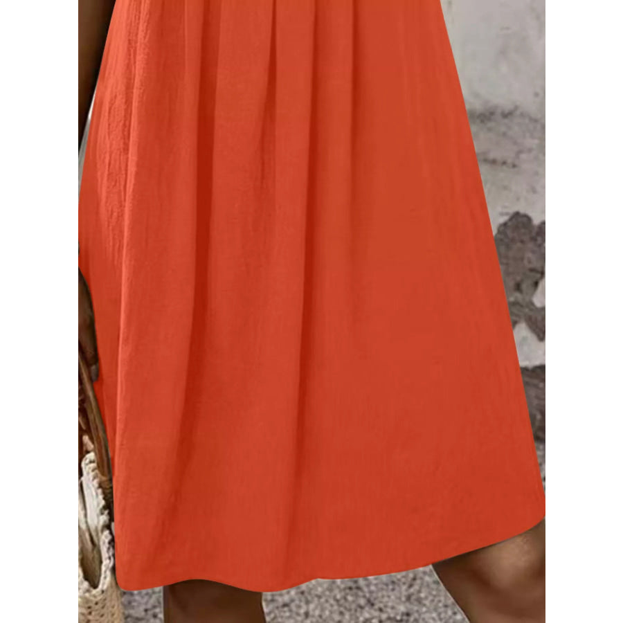 Zipper-Front Short Sleeve A-Line Dress Apparel and Accessories