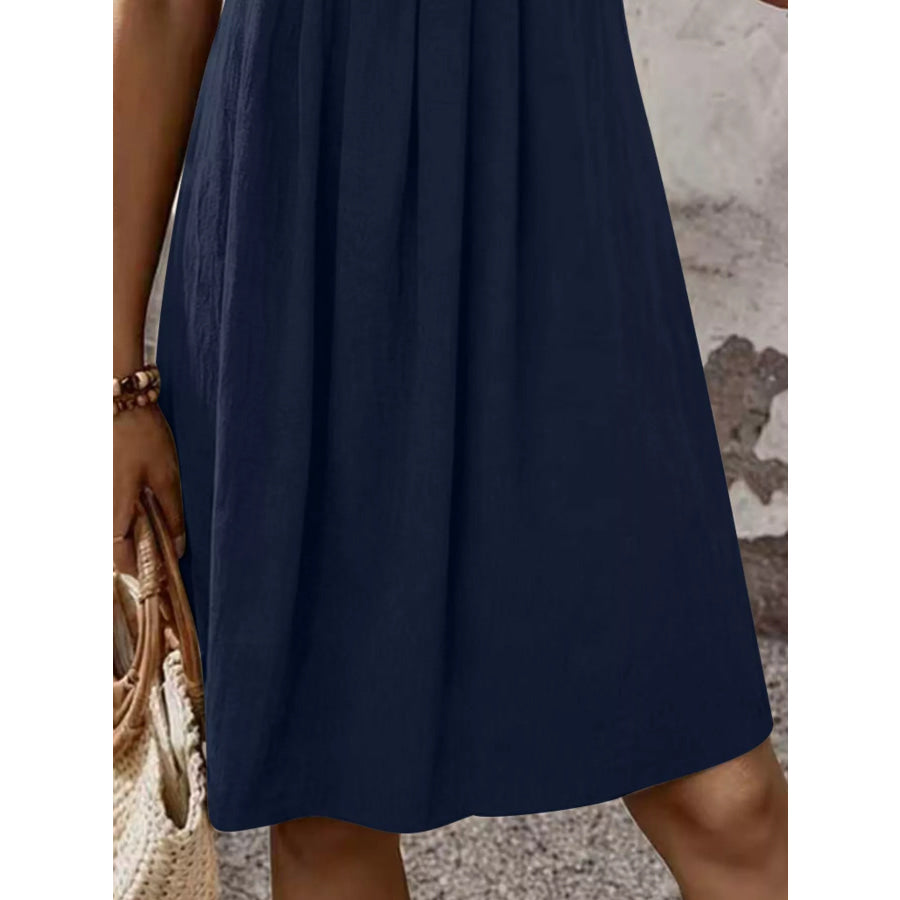 Zipper-Front Short Sleeve A-Line Dress Apparel and Accessories