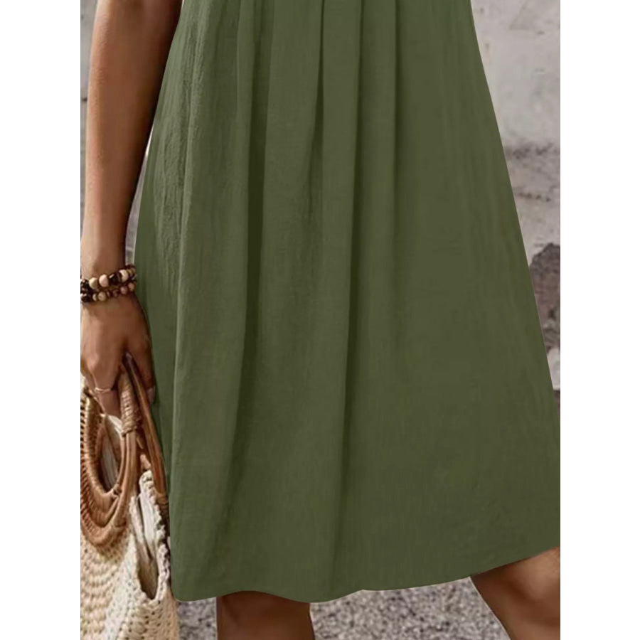 Zipper-Front Short Sleeve A-Line Dress Apparel and Accessories