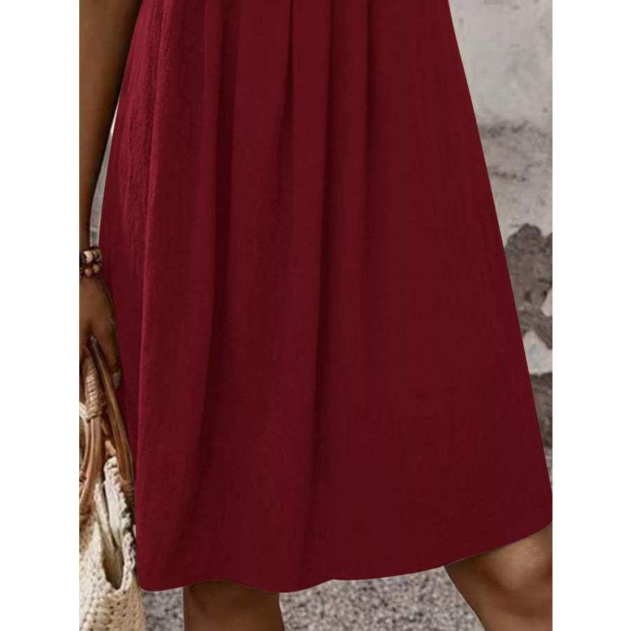 Zipper-Front Short Sleeve A-Line Dress Apparel and Accessories