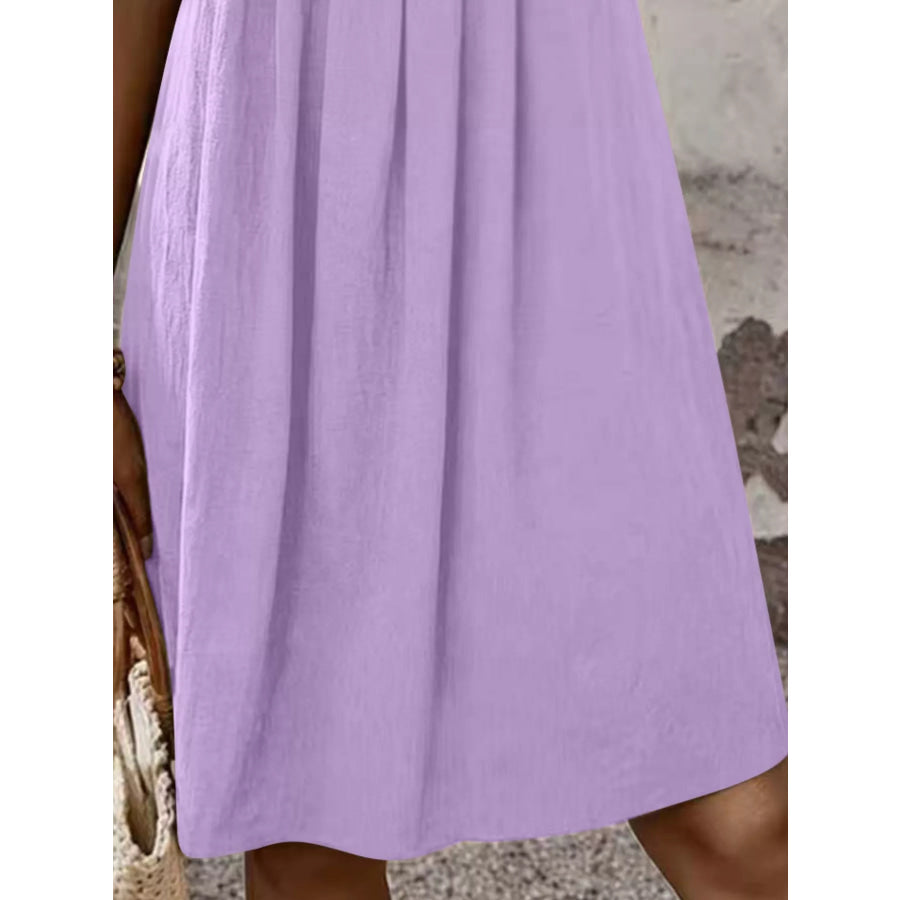 Zipper-Front Short Sleeve A-Line Dress Apparel and Accessories