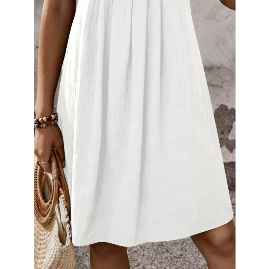 Zipper-Front Short Sleeve A-Line Dress Apparel and Accessories