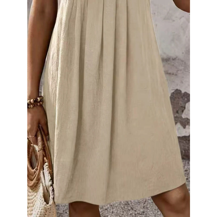 Zipper-Front Short Sleeve A-Line Dress Apparel and Accessories
