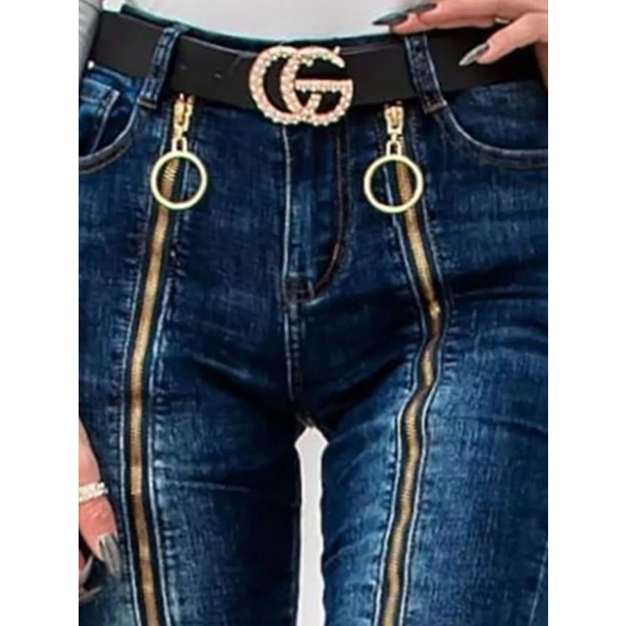 Zipper Front Skinny Jeans Apparel and Accessories
