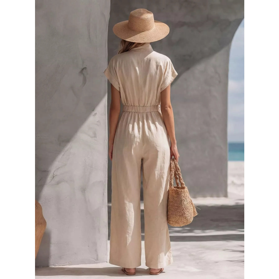 Zipper Front Wide Leg Jumpsuit Apparel and Accessories