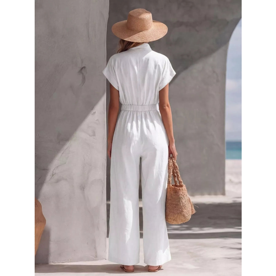 Zipper Front Wide Leg Jumpsuit Apparel and Accessories